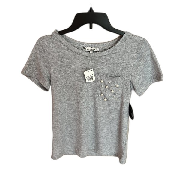 Crave Frame Pearl Pocket Almost Famous Heather Gray Shirt - Picture 1 of 10